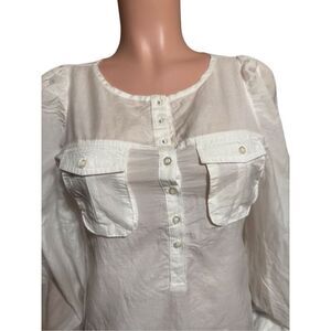 H&M crew neck white Henley long sleeve top S